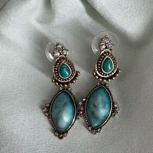 Turquoise and Silver Dangle Earrings